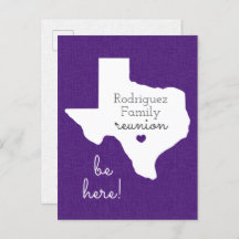 Lila Staat von Texas Family Wiedersehen Postcard