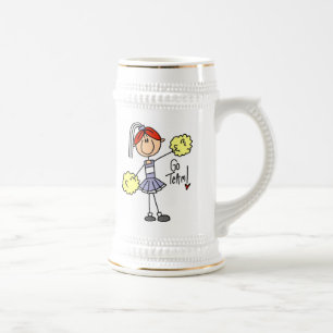 Lila Stäbchen-Figur Cheerleader T-Shirts und Gesch Bierglas