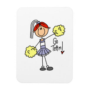 Lila Stäbchen-Figur Cheerleader T-Shirts und Gesch Magnet