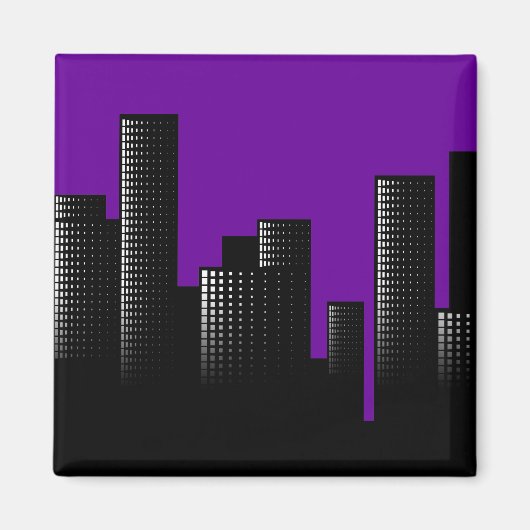 lila Stadtbild Magnet (Vorne)