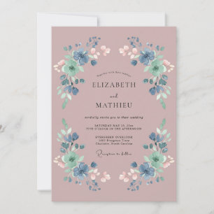 Lila Stahl Wildblumen-Hochzeit Einladung