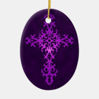 Lila Stammes- gotisches Kreuz Keramikornament
