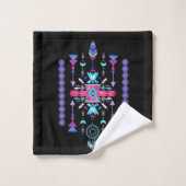 Lila Stammesdesign Badhandtuch Set (Waschlappen)