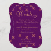 Lila Stammeshochzeit Einladung (Vorne/Hinten)