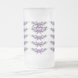 lila Stammschmetterlinge Mattglas Bierglas