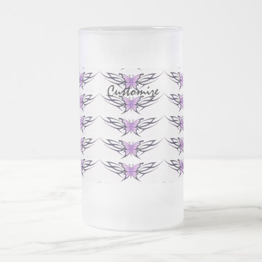 lila Stammschmetterlinge Mattglas Bierglas (Mittel)