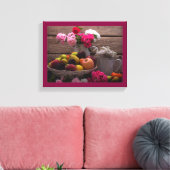 Lila Standbild-Leinwand|Tabelleneinstellung Leinwanddruck (Insitu (Wohnzimmer))