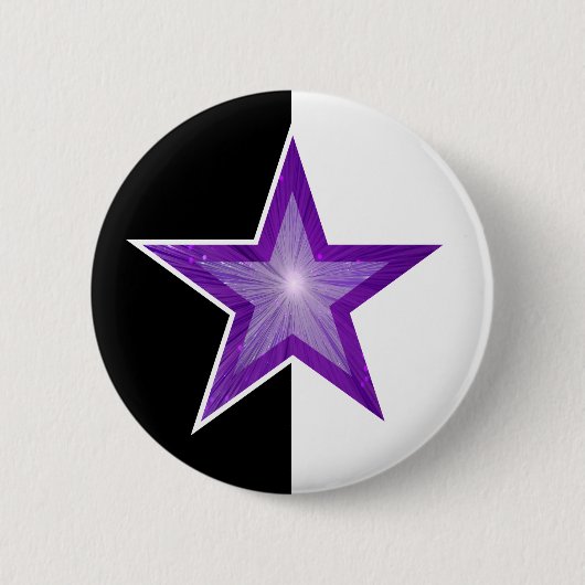 Lila Star-Button Schwarz-weiß Button (Vorderseite)