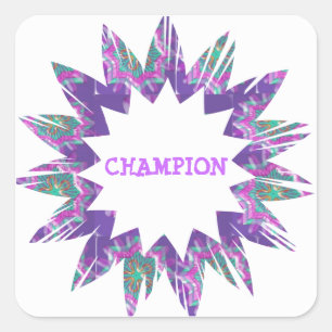 LILA Star: CHAMPION-Skript Quadratischer Aufkleber