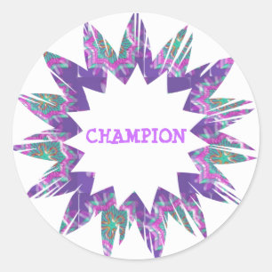 LILA Star: CHAMPION-Skript Runder Aufkleber