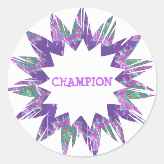 LILA Star: CHAMPION-Skript Runder Aufkleber (Vorderseite)