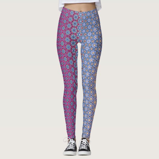 Lila-Star-Floral-Metamorph Leggings (Vorderseite)