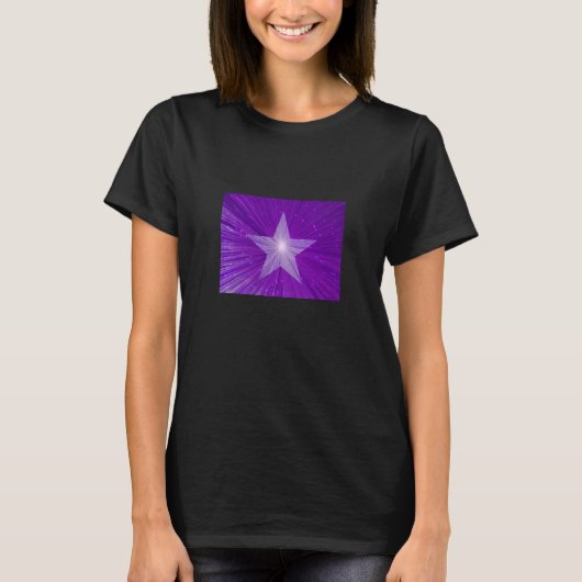Lila-Star-Frauenschwarz-T - Shirt (Vorderseite)