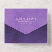 Lila Star Galaxy Universe & Gezeichnet Blumenhochz All In One Einladung (Rückseite)