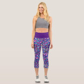 Lila Star-Glitzer Capri Leggings (Vorderseite)