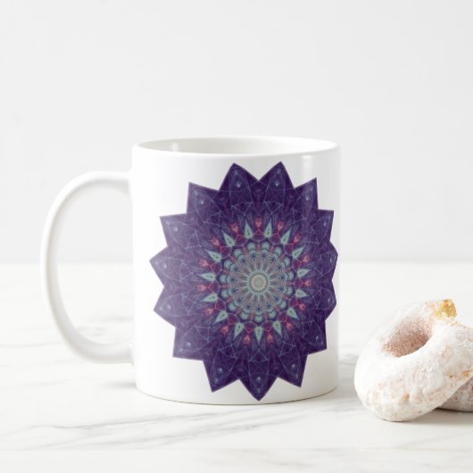 Lila Star Mandala Kaffeetasse (Mit Donut)