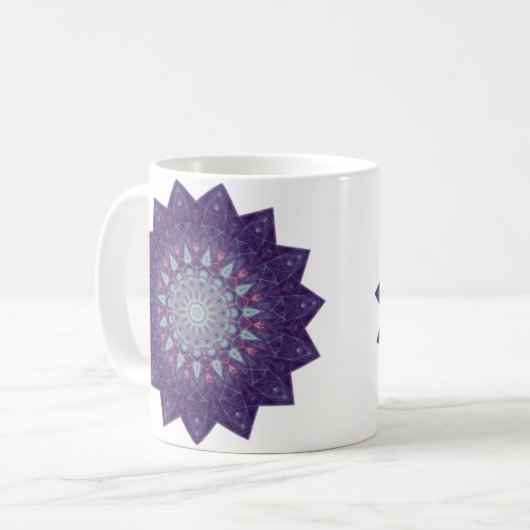 Lila Star Mandala Kaffeetasse (Vorderseite Links)