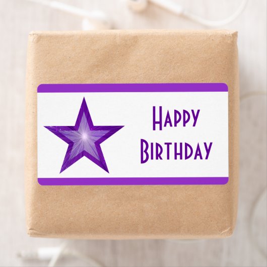 Lila Star Strip 'Happy Birthday' weiße (Insitu)