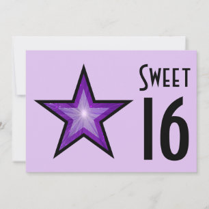 Lila Star Sweet 16 blasser lila Schwarz Einladung