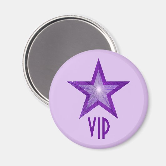 Lila Star "VIP"-Kühlschrankmagnet rund blass lila Magnet (Vorderseite/Rückseite)