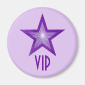 Lila Star "VIP"-Kühlschrankmagnet rund blass lila Magnet (Vorne)