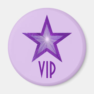 Lila Star "VIP"-Kühlschrankmagnet rund blass lila Magnet