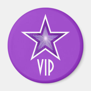Lila Star "VIP"-Kühlschrankmagnet rund lila Magnet
