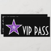 Lila Star "VIP PASS"-Einladung schwarz lang Einladung (Vorne/Hinten)