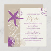 Lila Starfish Beach Brautparty Einladung (Vorne/Hinten)