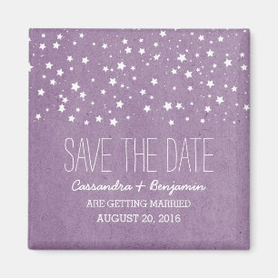 Lila Starry Night Speichern Sie das Date Magnet