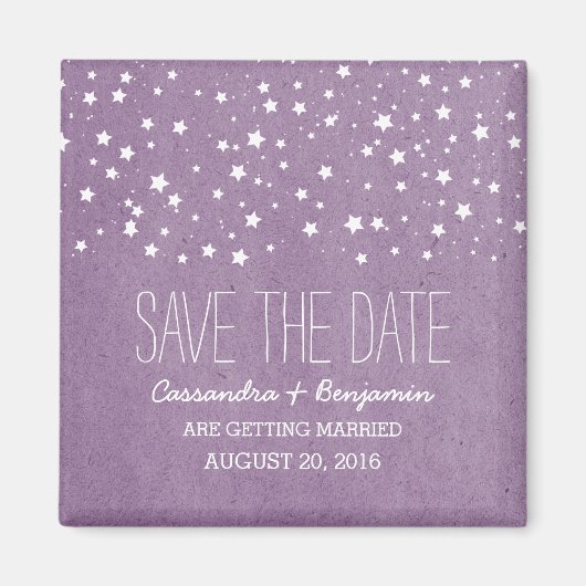 Lila Starry Night Speichern Sie das Date Magnet (Vorne)