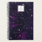 Lila Starry Sky Galaxy | Mit Monogramm Planer (Vorderseite)