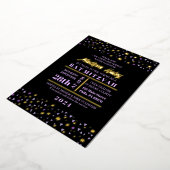 Lila Stars Bar Bat Mitzvah Einladung Gold Inlay (Gedreht)