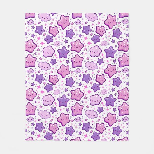 Lila Stars Cloud Kawaii Niedlich Blanket Fleecedecke (Vorderseite)