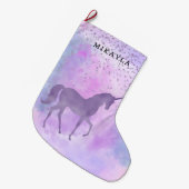 Lila Stars Confetti Großer Weihnachtsstrumpf (Vorderansicht (hängend))