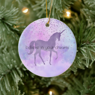 Lila Stars Confetti Keramik Ornament