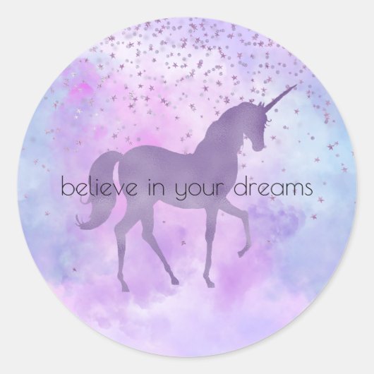 Lila Stars Confetti Runder Aufkleber (Vorderseite)