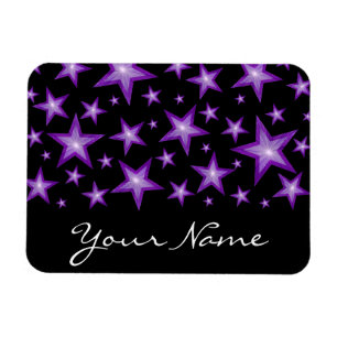Lila Stars "Dein Name" Weichzeichner schwarz Magnet