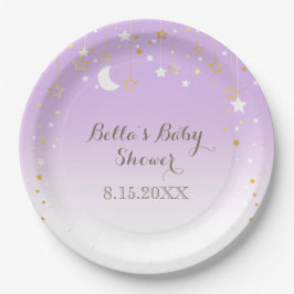 Lila Stars Moon Babydusche Pappteller