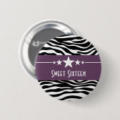 Lila Stars Zebra Print Sweet 16 Button (Vorne & Hinten)