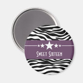 Lila Stars Zebra Print Sweet 16 Magnet (Vorderseite/Rückseite)