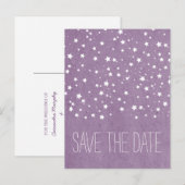 Lila Startnight Save the Date Postkarte (Vorne/Hinten)
