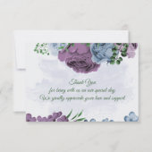 Lila staubblaue Blumen Grüne Blätter Hochzeit Dankeskarte (Vorderseite)