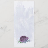 Lila staubblaue Blumen Grüne Blätter Hochzeit Menükarte (Rückseite)
