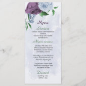 Lila staubblaue Blumen Grüne Blätter Hochzeit Menükarte (Vorderseite)