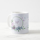 Lila staubblaue Blütenblume Kaffeetasse (Vorderseite Links)