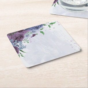 Lila staubblaue florale Hochzeit Rechteckiger Pappuntersetzer