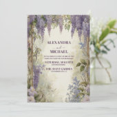 Lila, staubblaue, rosafarbene Blumenhochzeit Einladung (Stehend Vorderseite)
