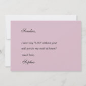 Lila staubige Rose Mohn werden Bridesmaid Vorschla Einladung (Rückseite)