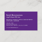 Lila Staubsauger Zuhause-Reinigungshaus Schütze Visitenkarte (Rückseite)